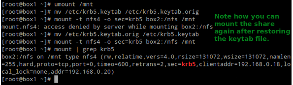 挂载/卸载 Kerberos NFS 共享