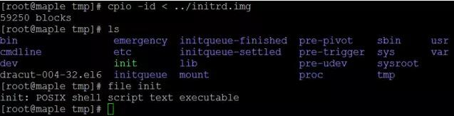 在tmp文件夹中解压initrd.img里的内容